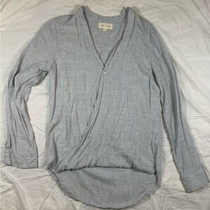 cloth & stone Light Gray Wrap-Front Tunic Top